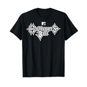 Mtv Headbangers Ball Classic Fit Round Neck Short Sleeve Black Metal Text